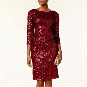 Red Sequin Holiday Cocktail Dress